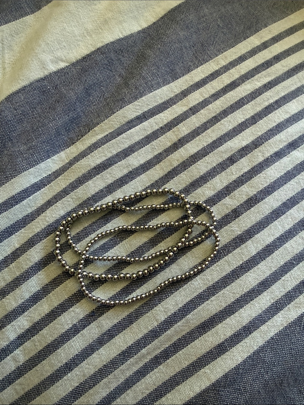 Sterling-Tone Beaded Stretch Bracelet Set in Silver - Women Jewelry